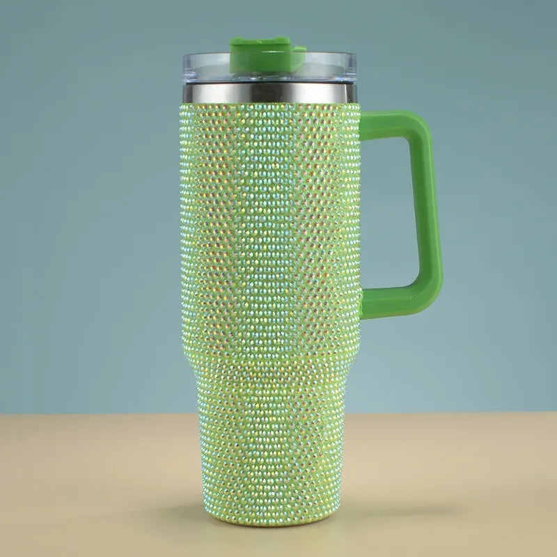 Cross-border new 40oz diamond car cup double-layer thickened 304 stainless steel rhinestone high-value thermos cup