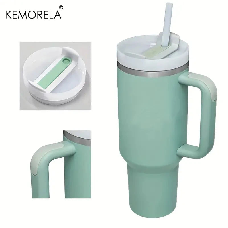 KEMORELA Tumbler With Handle Lid Straw Stainless Steel Water Bottle 887/1182ML Vacuum Thermos Cup Travel Car Coffee Mug - Gabriel