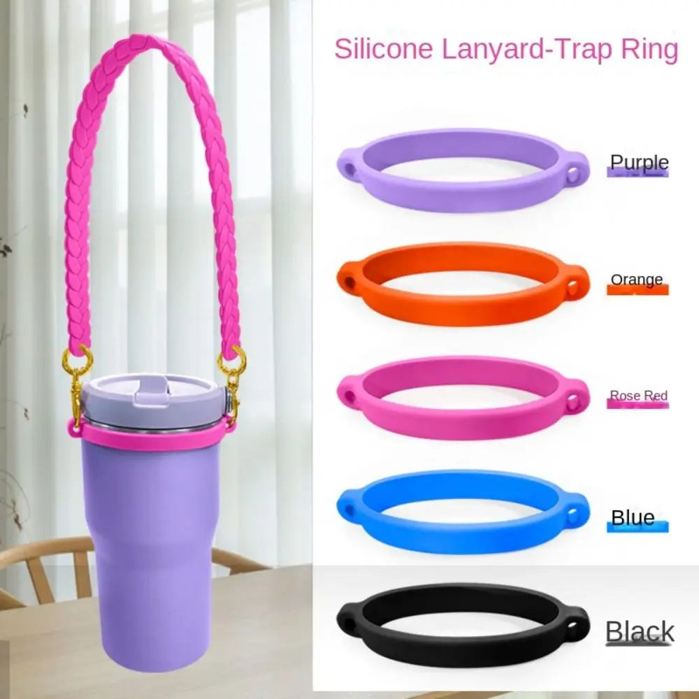 Portable Silicone Drawstring Ring Bottle Sleeve Water Cup Handle Strap Silicone Ring Strap DIY Water Cup Handle Ring for Cup