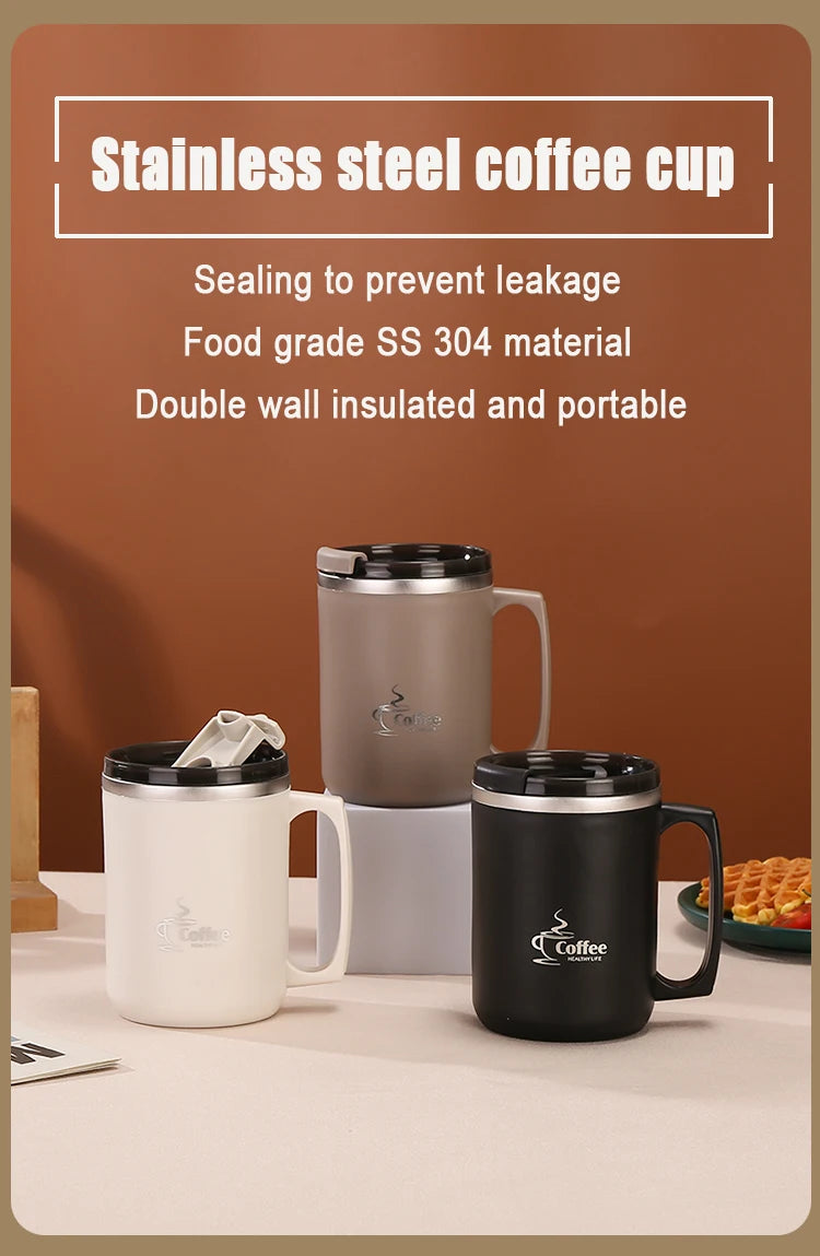 Milk Coffee Cup Stainless Steel Double Wall Thermal Insulated Water Cups and Mugs Metal Coffee Cup Mug