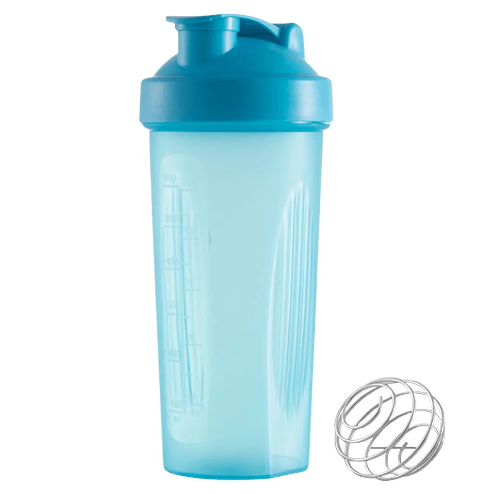 Tragbare Proteinpulver-Shaker-Flasche, 600 ml, auslaufsichere Wasserflasche für Fitnessstudio, Fitnesstraining, Sport-Mixbecher mit Skala