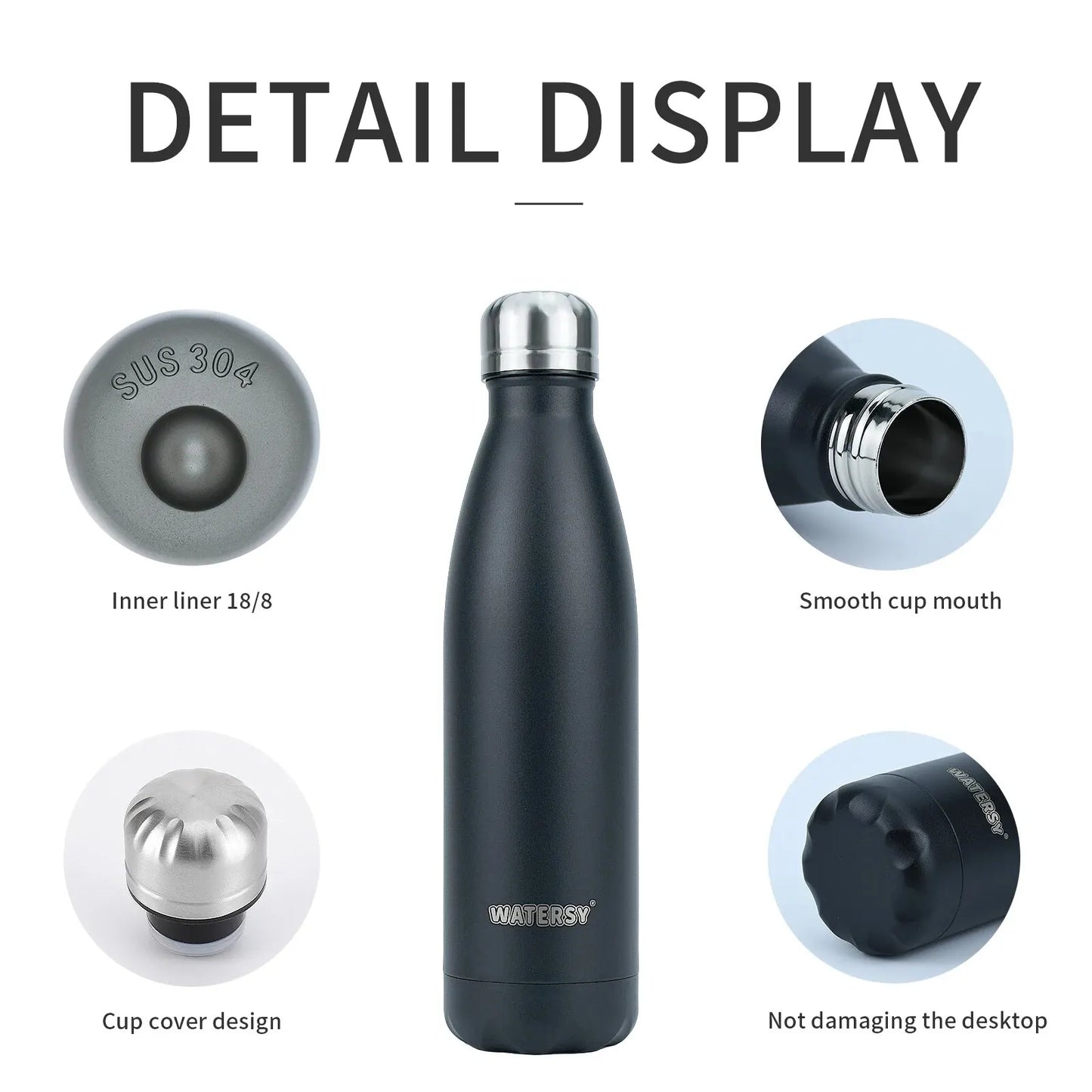 500ml Stainless Steel Water Bottle Insulated Vacuum Flask Double Wall Thermal Cup Keep Cold Hot Sports Kettle Gift for Friends