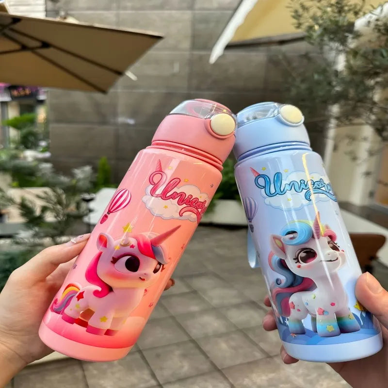 700ML large capacity cartoon cute plastic portable cup leakproof portable rope straw cup water cup door latch outdoor traveling