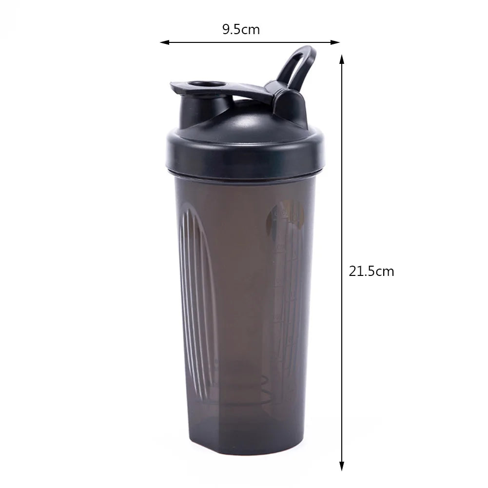 Tragbare Proteinpulver-Shaker-Flasche, 600 ml, auslaufsichere Wasserflasche für Fitnessstudio, Fitnesstraining, Sport-Shaker-Mischbecher mit Skala