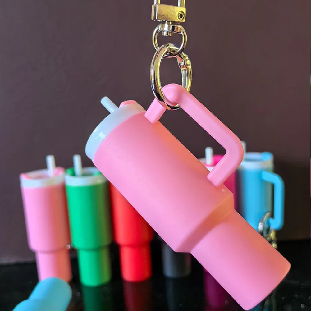 Mini Cup Keychain Keychain for Lip Balm Cute Tumbler Key Ring Handbag Charms Key Ring for Stanley Water Bottle Accessories