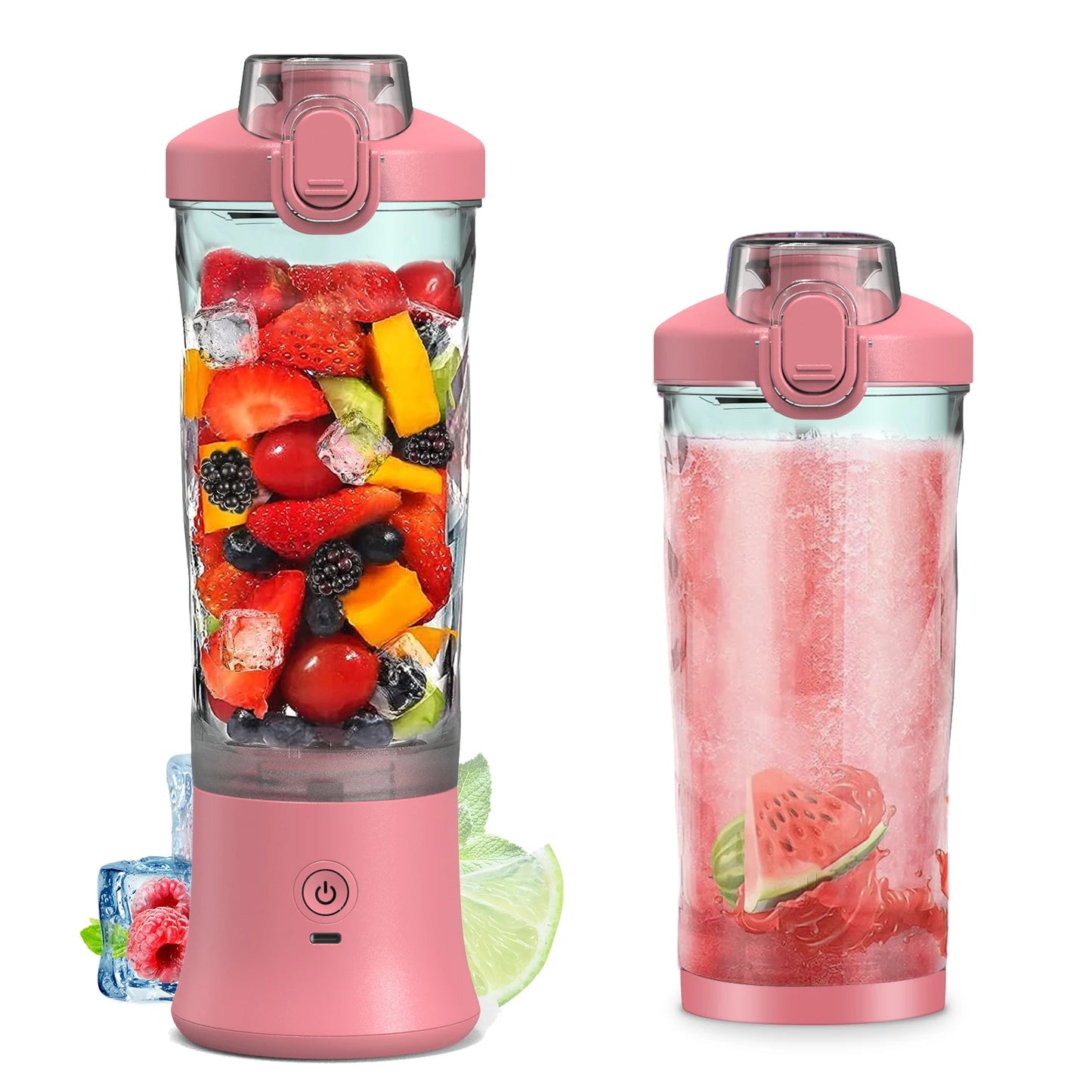 Tragbarer Mixer/Entsafter, 600 ml, Handgerät für Shakes und Smoothies, 150 W, wasserdicht, wiederaufladbar, für Reisen, Sport, Zuhause, Büro