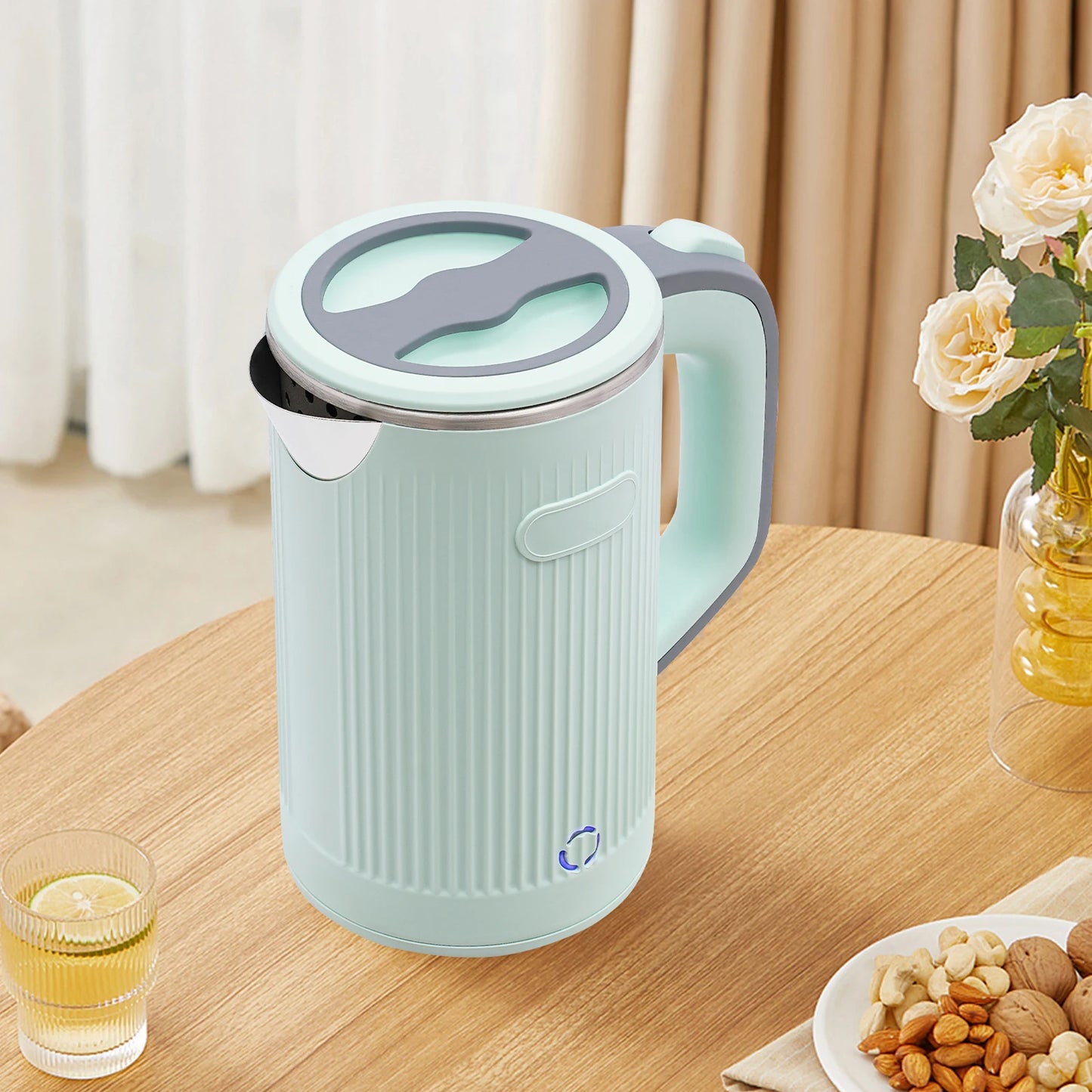 800ml Electric Tea Kettle Stainless Steel Water Heater Travel Portable Electric Kettle Base Separation 600w Teapot