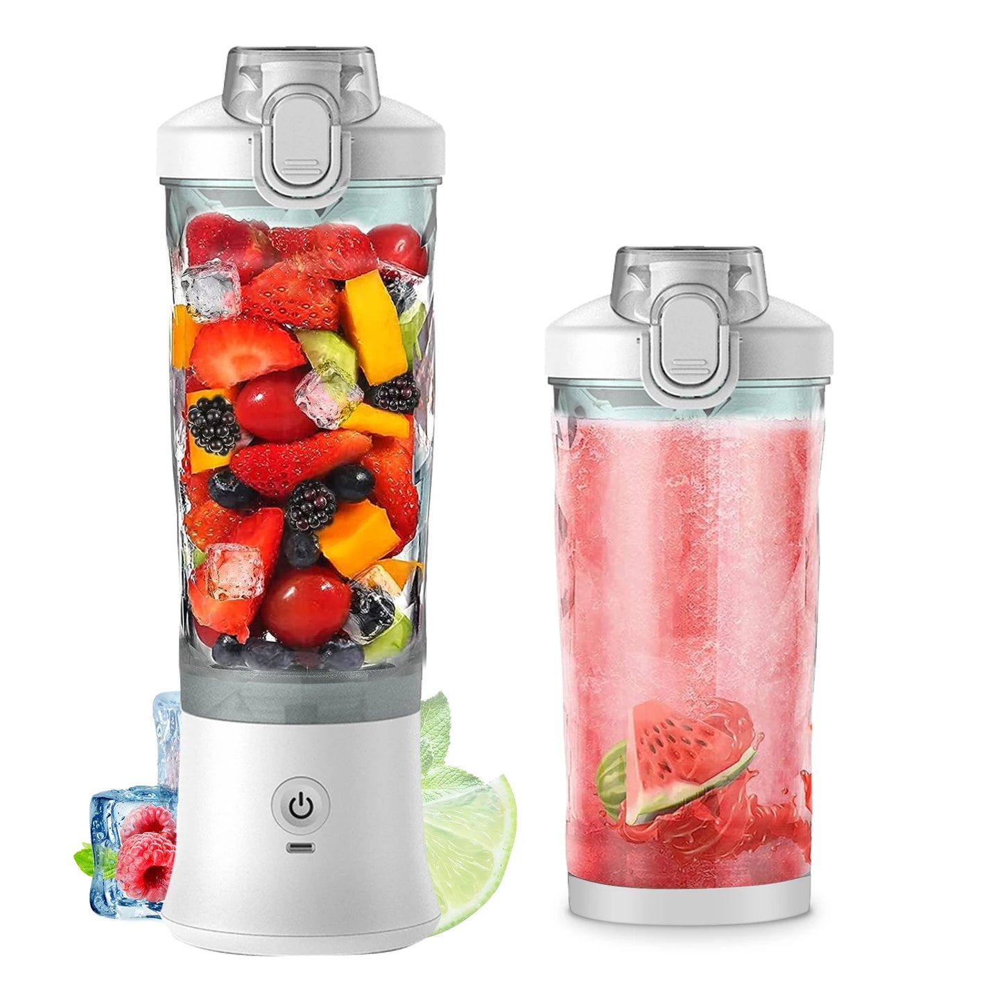 600ml Portable Blender Juicer Cup Handheld for Shakes and Smoothies 150W Waterproof Rechargeable for Travel Sports Home Office