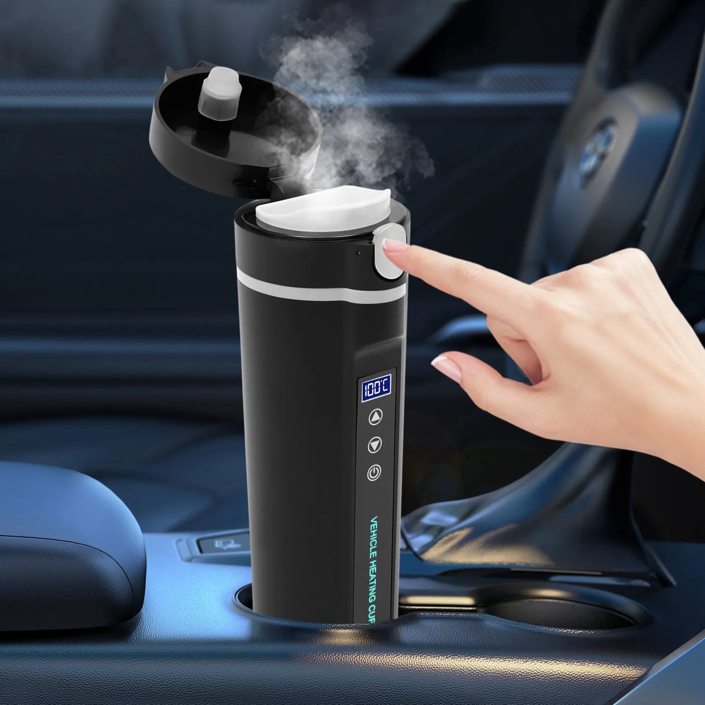 Portable Thermostatic Electric Kettle 12V/24V 450ml Car Electric Kettle Heating Kettle Travel Thermoses for Coffee/Tea/Milk