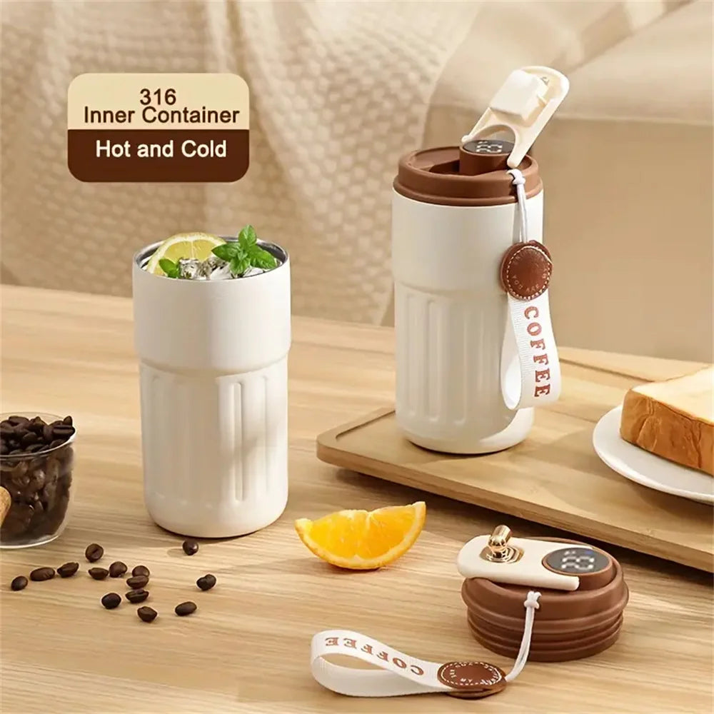 13.9oz Premium Insulated Travel Mug Temperature Display Vacuum Stainless Steel Coffee Cup Drinkware for Winter Christmas Gift