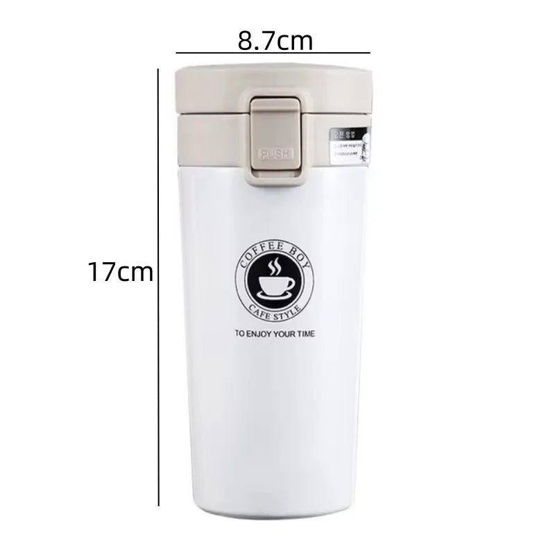 380/500ml Stainless Steel Thermos Coffee Cup Bounce Vacuum Cup Double Layer Tea Mug Drinking Cup Water Cup Office Business Cup