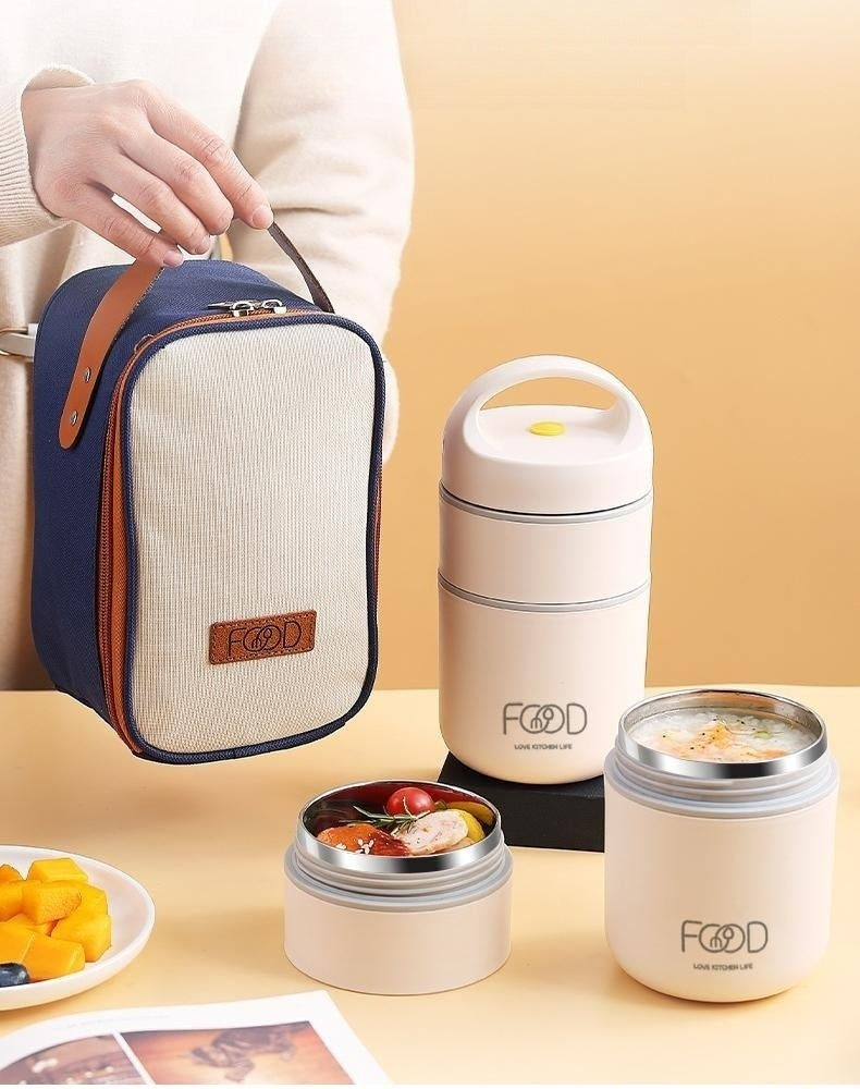 Thermal Porridge Cup Stainless Steel Insulated Lunch Bag Food Warmer 680ml Thermos Soup Cup Lunch Box for Kids School Outdoor