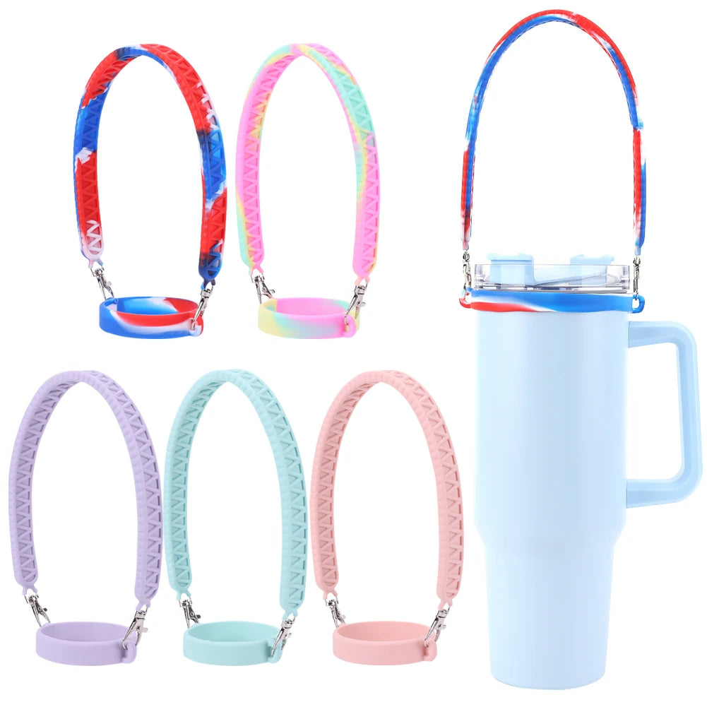 Silicone Water Bottle Strap Fit Most 8-40oz Bottle Water Bottle Sling Water Bottle Holder for Stanley Cup Accessories