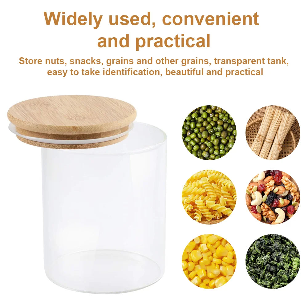 5pc 950ml 550ml Food Storage sealing jar Clear Glass Jar With Bamboo Lid Airtight Can Sealed Canister Food Storage Container