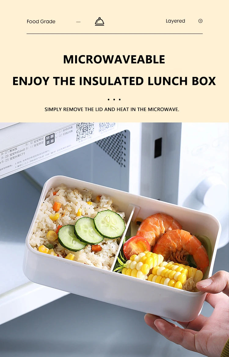 Wooden Grain Lunch Box Large Capacity Double Layer Sealed Leak Proof Microwave Oven Bento Box Food Storage Portable Tableware