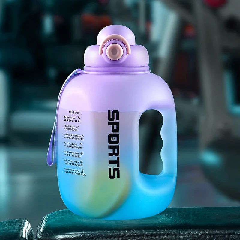 GIANXI Sport-Wasserflasche, tragbar, Fitness, Plastikbecher mit Strohhalm, große Kapazität, für Outdoor-Reisen, große Wasserflaschen, Trinkgeschirr