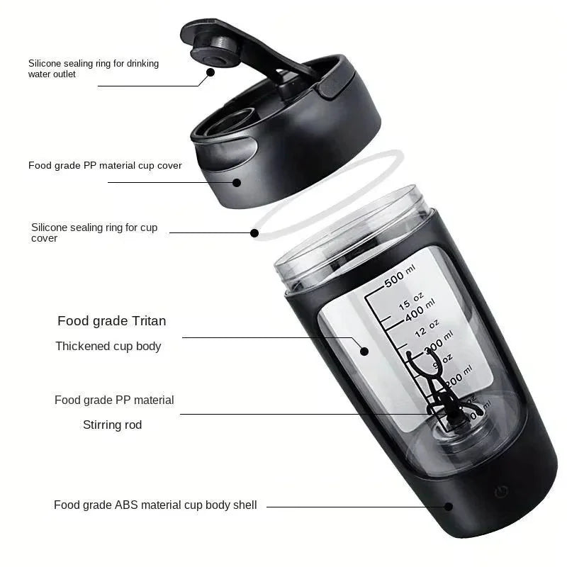 650 ml Multifunktions-Mischbecher, automatischer, tragbarer, wiederaufladbarer Mini-Shaker-Becher, für Sport und Fitness, Proteinpulver-Mischbecher