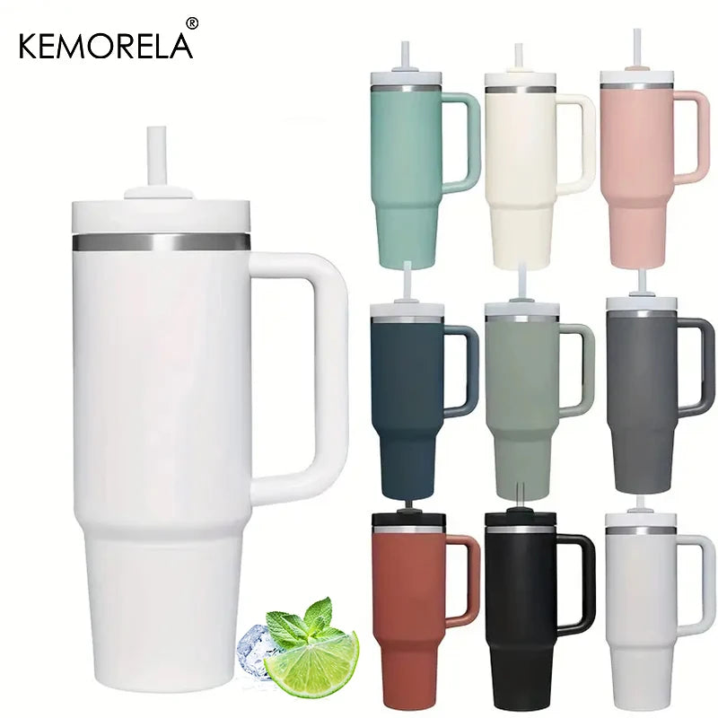 KEMORELA 30&40 oz Tumbler With Handle Lid Straw 887/1182ML Stainless Steel Water Bottle Vacuum Thermos Cup Travel Car Coffee Mug - Gabriel