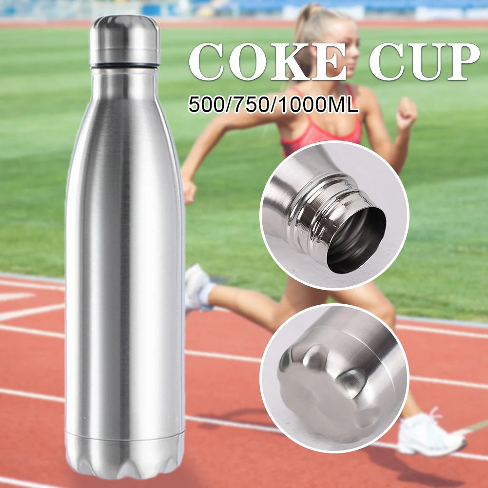 500/750/1000ml Portable Outdoor Water Bottle Food Grade Stainless Steel Single Wall Leakproof Vacuum Cup Hot Cold Water Bottle - Gabriel