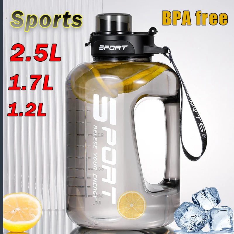 Large Capacity 2 Liter Water Bottle with Straw Lid Sports Gym Water Kettle for Camping Travel BPA Free Drinking Bottles