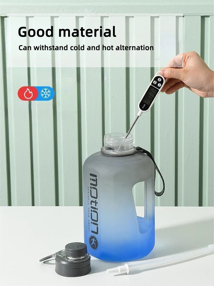 2.2L Large Capacity Sports Water Bottle Outdoor Fitness Kettle Gradient Plastic Water Cup Students Portable Big Ton Ton Barrel