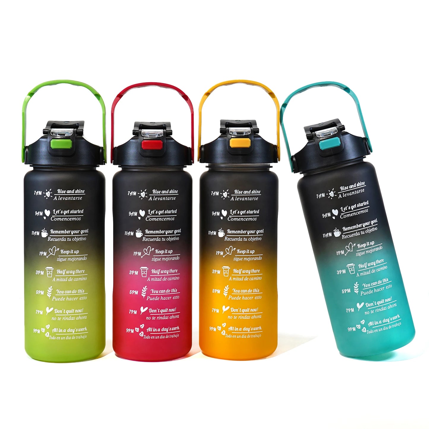 2L Gradient Color Water Bottle Lightweight Plastic Sports Cup with Straw for Hiking and Fitness outdoor