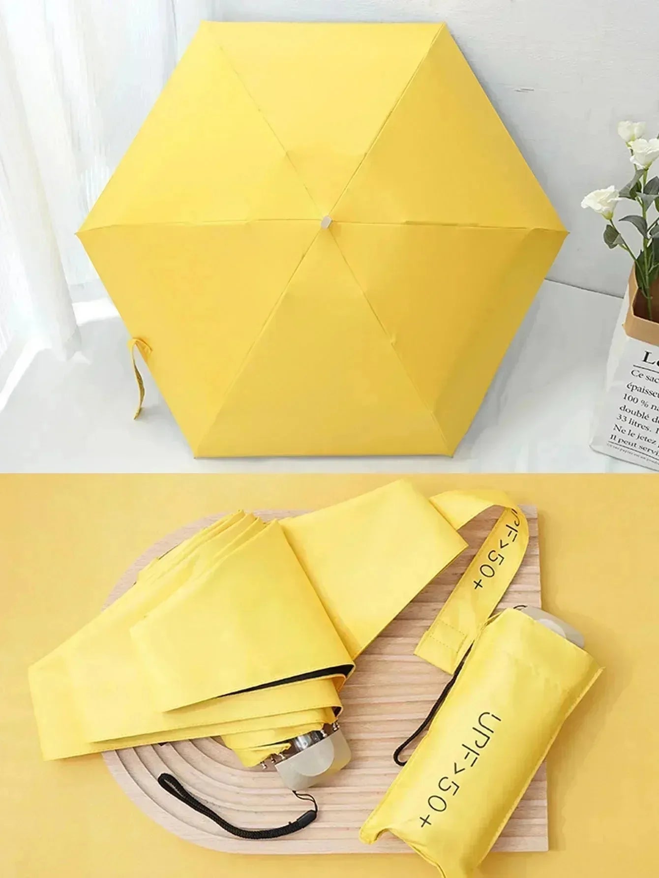 Mini sunshade, flat, manual sunscreen, portable sunshade, good-looking, sunny and rainy umbrella, foldable, compact