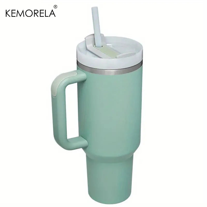 KEMORELA Tumbler With Handle Lid Straw Stainless Steel Water Bottle 887/1182ML Vacuum Thermos Cup Travel Car Coffee Mug - Gabriel