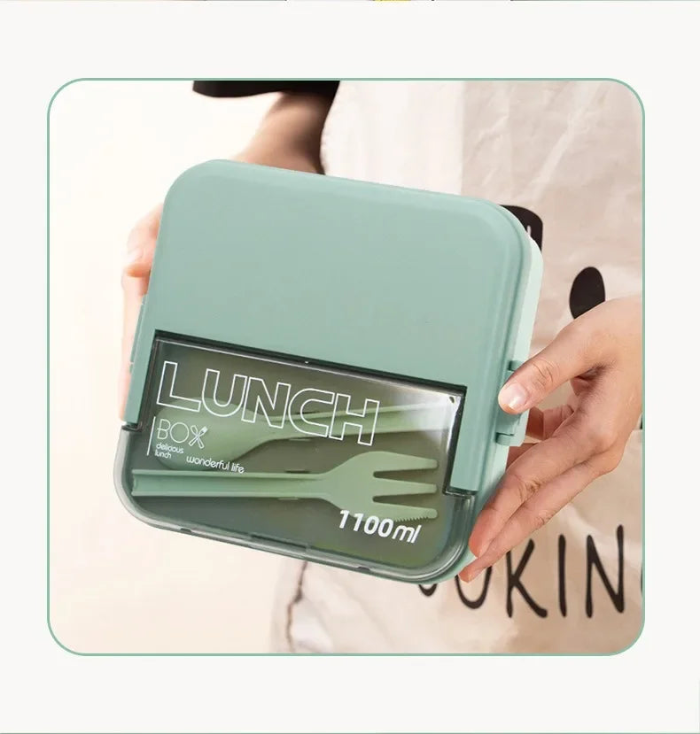 1100ML/1800ML 2 layer Compartment Lunch Box For Kids With Fork and Spoon Microwave Bento Boxes Portable Food Storage Container