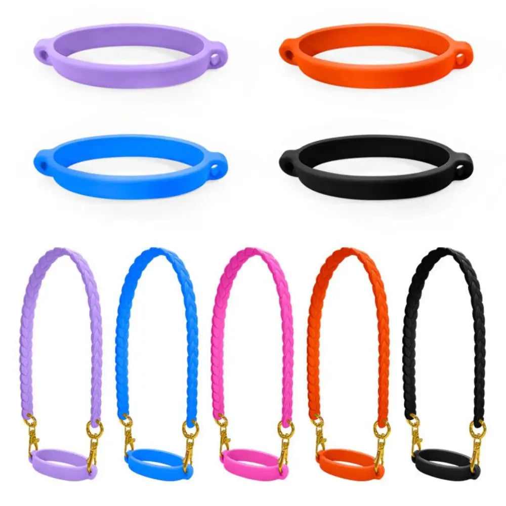 Portable Silicone Drawstring Ring Bottle Sleeve Water Cup Handle Strap Silicone Ring Strap DIY Water Cup Handle Ring for Cup