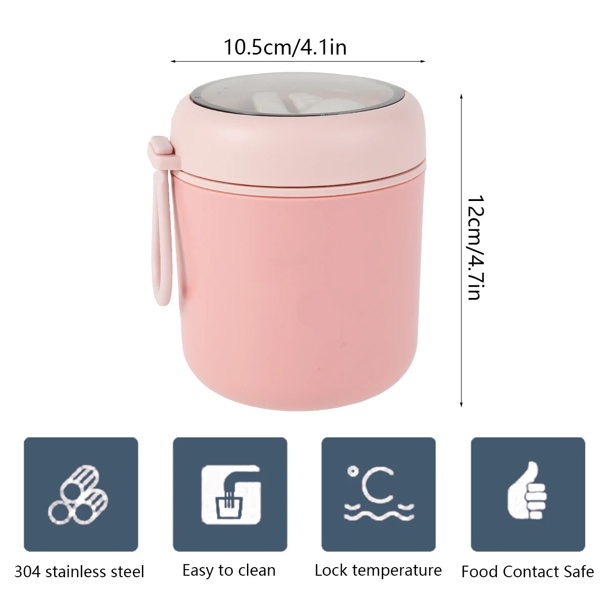 Vakuumisolierte Lebensmittelbehälter Edelstahl Thermische Weithals-Lebensmittelbehälter Tragbare Mittagessen Thermoskannen Faltbare Löffel Lunchbox