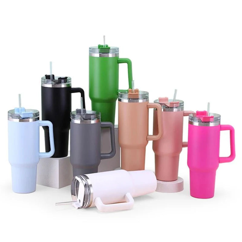 40oz Stainless Steel Tumbler With Straw Handle Car Mug 304 Stainless Steel Straw Ice Bar Mug For Home Office Or Car - Gabriel