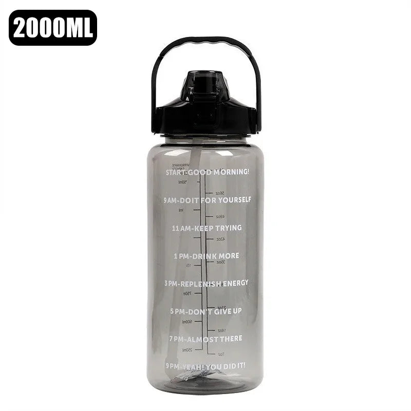 2L Large Water Bottle Portable Plastic Straw Travel Bottle Sports Fitness Cup High Value Big Cup Adult Universal Water Bottle