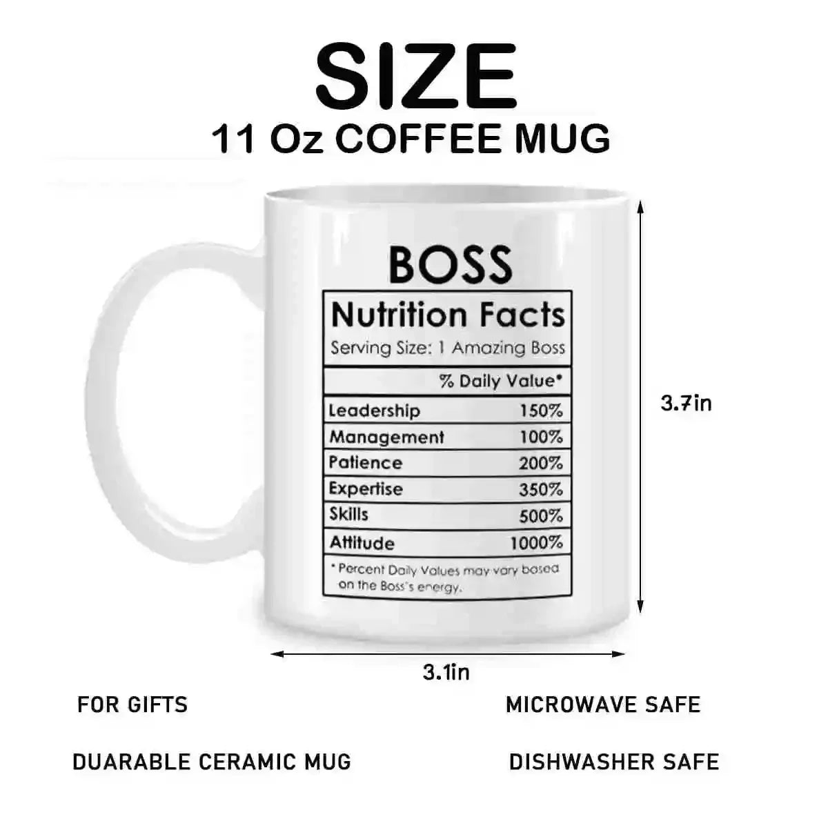 Boss Appreciation Gift Mugs For Best Boss Birthday Gifts for Women Birthday Gifts Novelty Coffee Ceramic Tea Cups White 11 oz - Gabriel