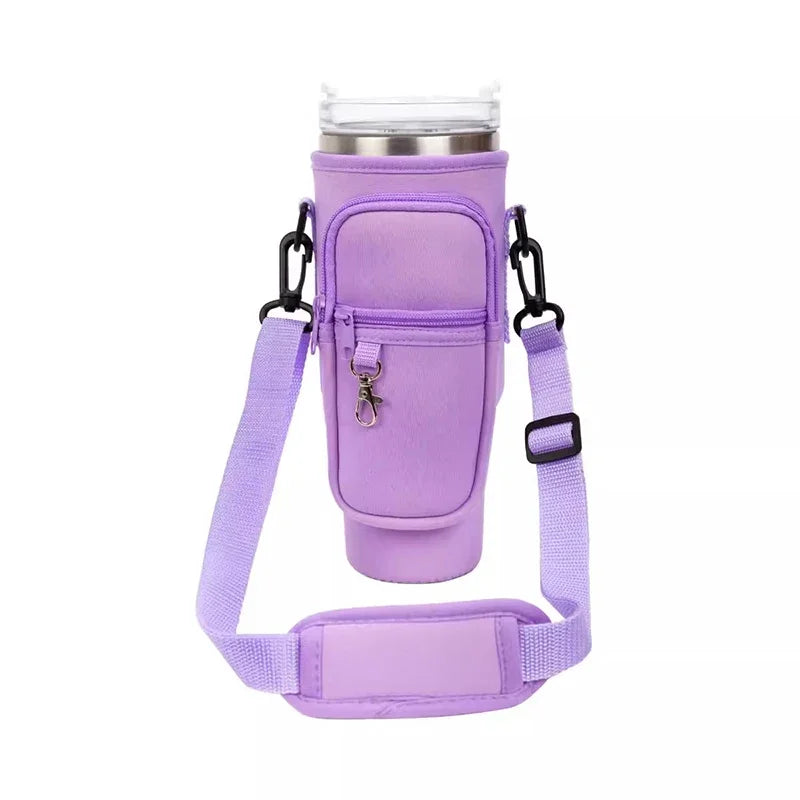 40oz Water Bottle Cover Bag Pouch With Adjustable Straps Neoprene Water Pouch Holder Bottle Carrier Bag For Stanley Quencher Cup