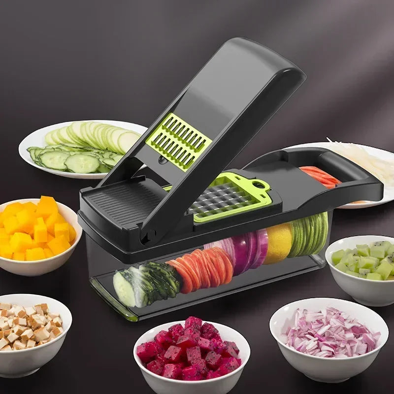 Multifunctional vegetable chopper 14/16 in one chopper handle food grate chopper kitchen vegetable slicer dicing machine cutting