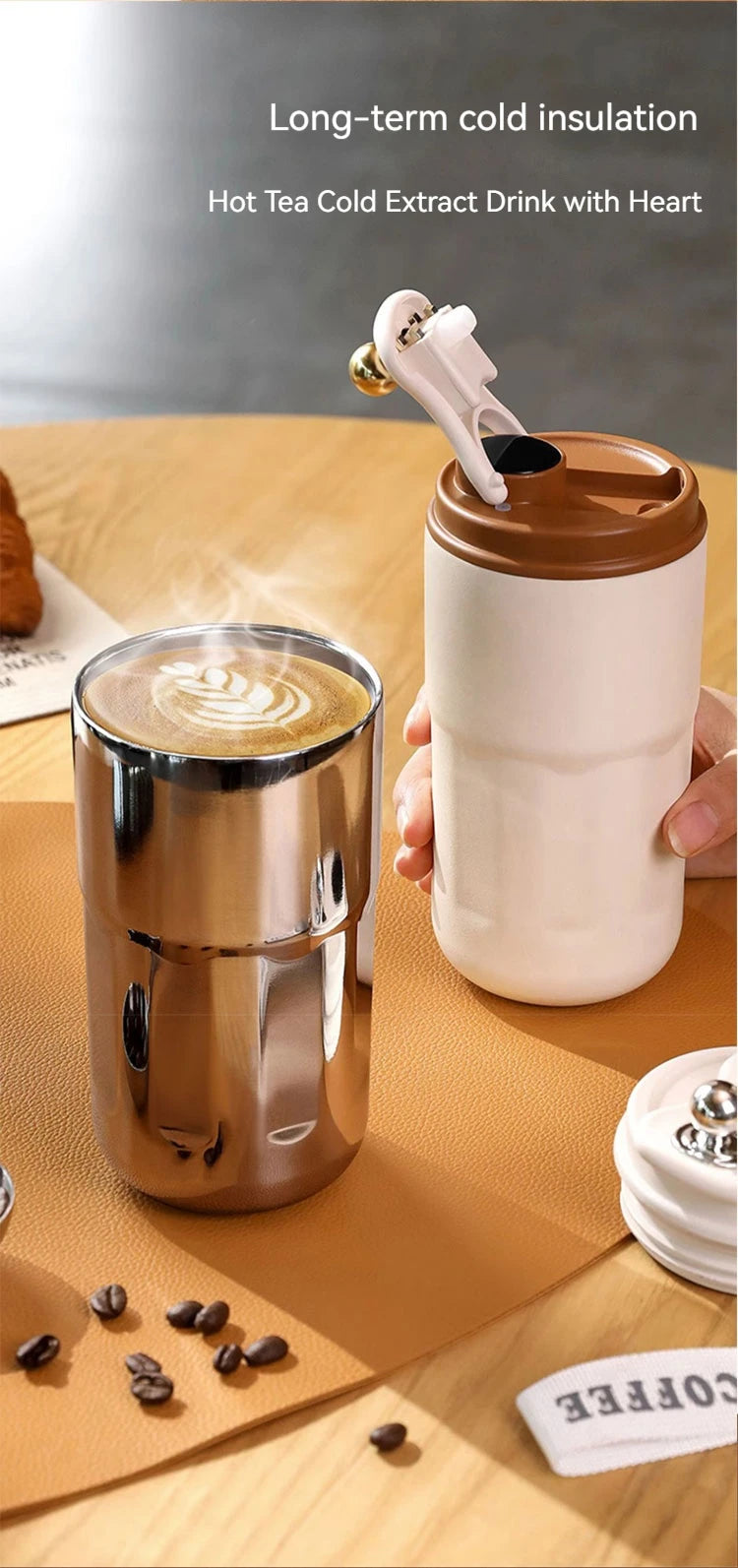 450 ml Edelstahl-Thermo-Wasserflasche LED-Temperaturanzeige Kaffeetasse hält Kälte und Wärme Thermobecher Reise-Vakuumflasche