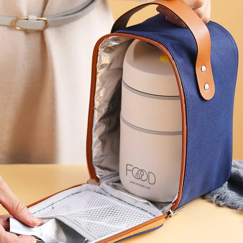 Thermal Porridge Cup Stainless Steel Insulated Lunch Bag Food Warmer 680ml Thermos Soup Cup Lunch Box for Kids School Outdoor