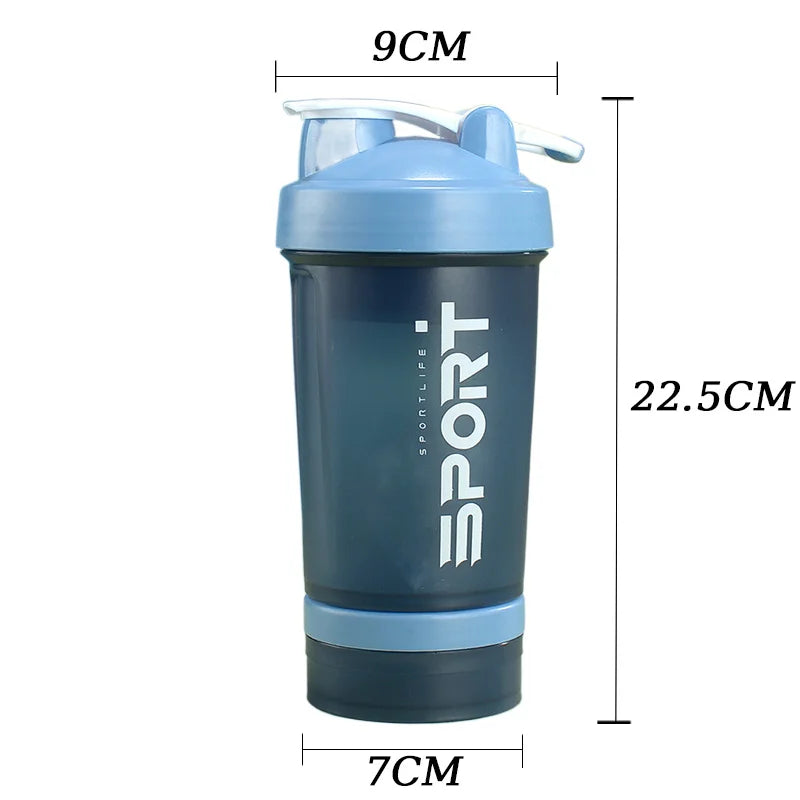 Shaking Cup Gym 500ML Portable Protein Powder Shaker Bottle Outdoor Travel  Leakproof Drinkware Sports Water Bottle VIE LENTE