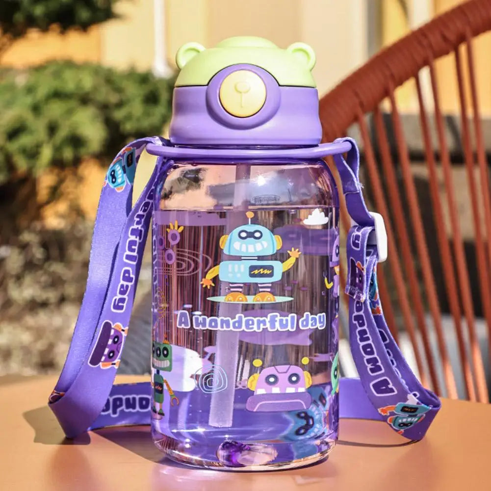 Nette Kinder Wasser Flasche mit Stroh BPA FREI Dicht Outdoor Tragbare kinder Tassen Schule Wasser Flasche für Kinder Q9Z4