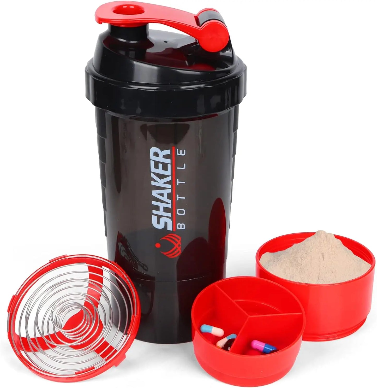 16OZ Protein-Shaker-Flaschen Tragbarer Sport-Fitness-Wasserbecher Mixpulver Shake-Becher Auslaufsicherer Milchshake-Rührkessel