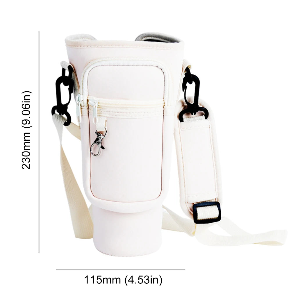 Portable Water Bottle Carrier Bag with Phone Pocket for Stanley 40oz Tumbler with Handle Neoprene Water Bottle Holder Pouch