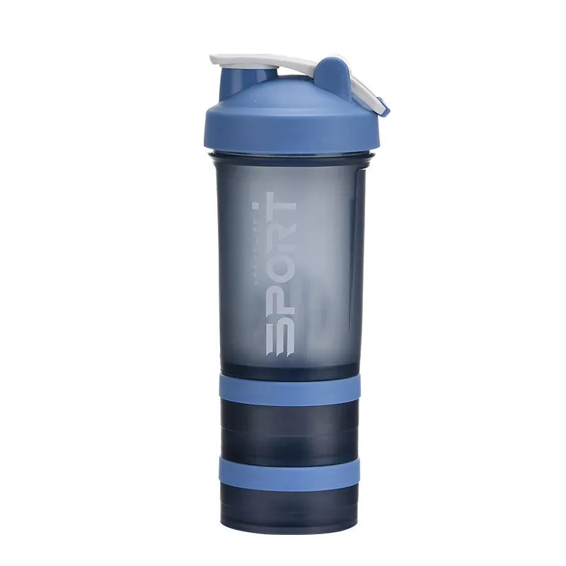 500 ml 3-lagige Sportwasser-Proteinpulver-Shaker-Flasche für Outdoor-Reisen, tragbares, auslaufsicheres Trinkgeschirr aus Kunststoff, BPA-frei