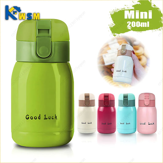 200ml Cute Candy Mini Thermos Cup Kids Cartoon Hot Water Bottle Stainless Steel Thermal Coffee Mug Vacuum Flask Insulated