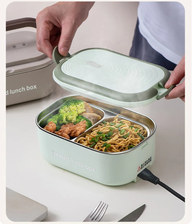 220V 110V Electric Lunch Box Stainless Steel Food Warmer Heating Bento Box 1L EU US Plug School Office Thermostatic Heater 18W