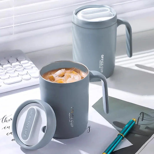 1pc Gray Creative PP Liner Drinking Cup Portable Office Large Capacity Covered Milk Coffee Cup Gift For Kitchen Travel Domestic