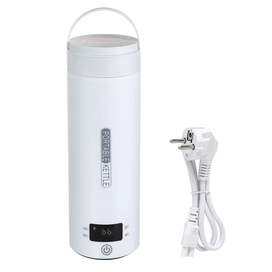 Small Travel Portable Electric Kettle, 500ml Mini Tea Kettle Hot Water Boiler 300W, Fast Boil 304 Stainless Steel White