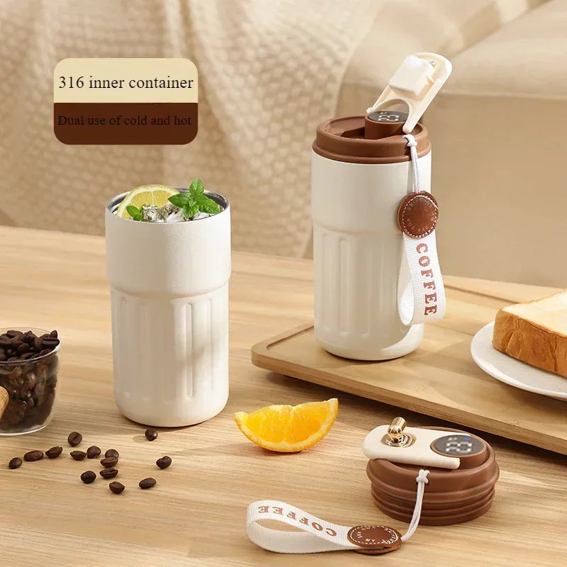 450ml Thermal Mug  Thermos Bottle Smart Display Temperature 316 Stainless Steel Vacuum Cup Office Coffee Cup Business Portable