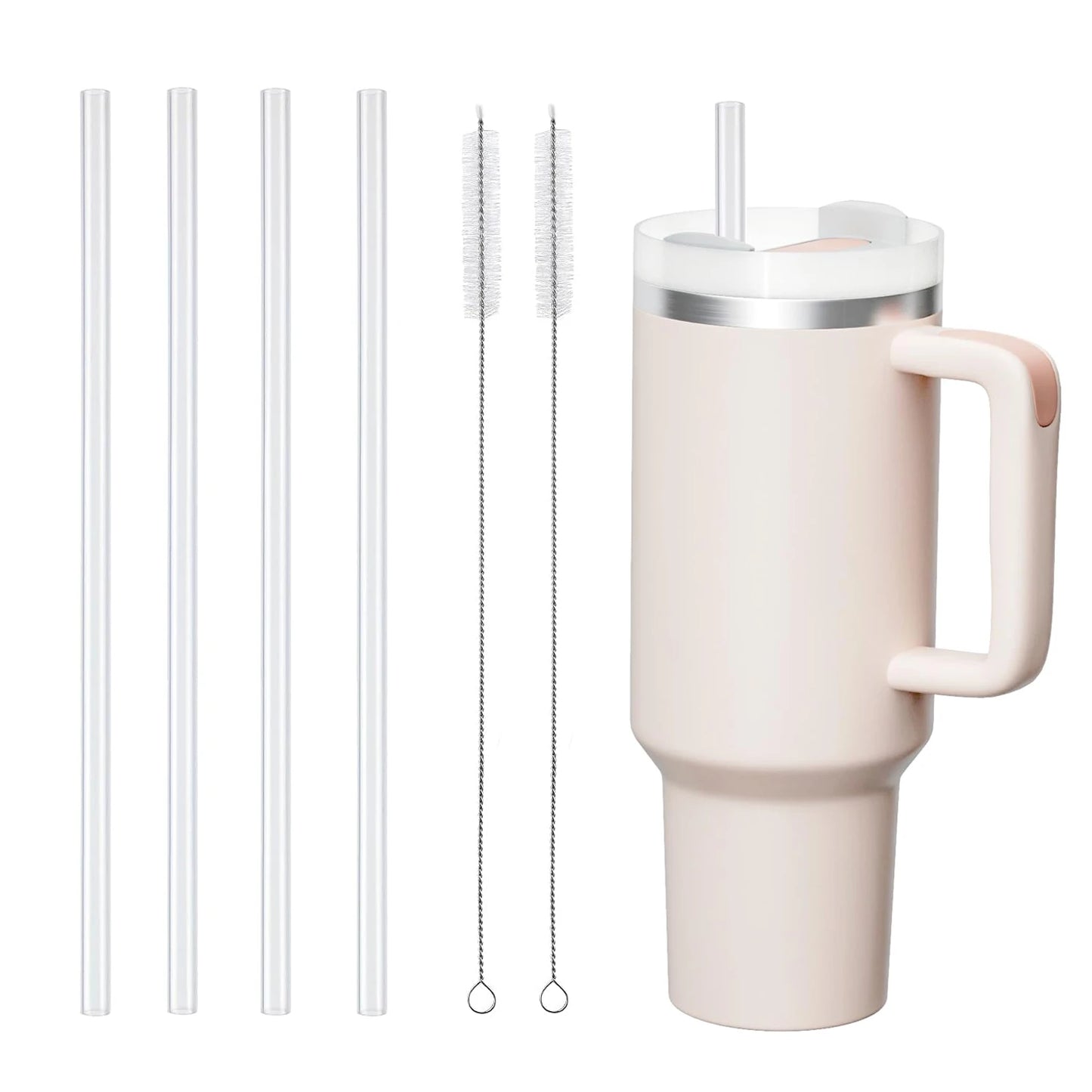 12 Pack Replacement Straws for Stanley 40 oz 30 oz Cup Tumbler, Clear Reusable Plastic Straws, 2 Straw Brushes,for Stanley Cup - Gabriel