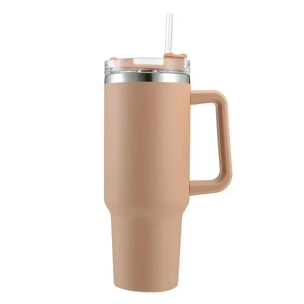 40oz Edelstahl-Wasserflasche mit Griffdeckel Stroh Vakuum-Thermosbecher Auto Kaffeebecher personalisierter Becher